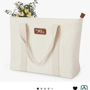 'The Mrs.' Patch Cream Tote Bag